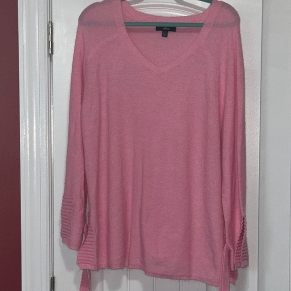 Ellos Soft Pink V-Neck Knit Sweater - Picture 1 of 8